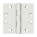 Deltana [S45USPW] Steel Door Butt Hinge - Heavy Duty - Plain Bearing - Square Corner - Prime Coat White Finish - Pair - 4 1/2" H x 4 1/2" W