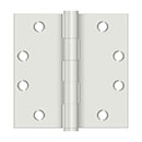 Deltana [S45USPW] Steel Door Butt Hinge - Heavy Duty - Plain Bearing - Square Corner - Prime Coat White Finish - Pair - 4 1/2&quot; H x 4 1/2&quot; W