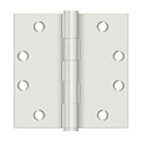 Deltana [S45USPW] Steel Door Butt Hinge - Heavy Duty - Plain Bearing - Square Corner - Prime Coat White Finish - Pair - 4 1/2&quot; H x 4 1/2&quot; W