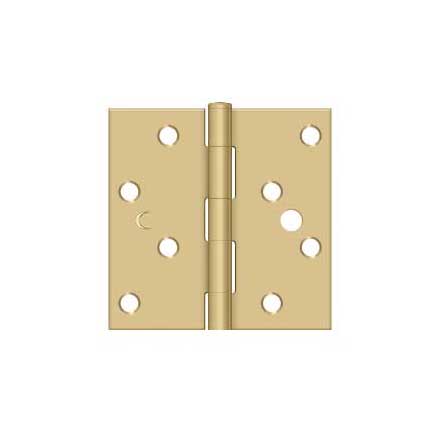 Deltana [S444BMS] Steel Door Butt Hinge - Residential - Plain Bearing - Benchmark - Square Corner - Brushed Brass Finish - Pair - 4&quot; H x 4&quot; W