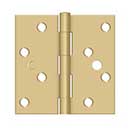 Deltana [S444BMS] Steel Door Butt Hinge - Residential - Plain Bearing - Benchmark - Square Corner - Brushed Brass Finish - Pair - 4" H x 4" W