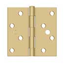 Deltana [S444BMS] Steel Door Butt Hinge - Residential - Plain Bearing - Benchmark - Square Corner - Brushed Brass Finish - Pair - 4&quot; H x 4&quot; W