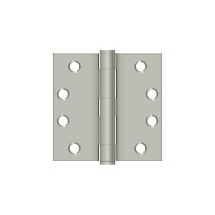 Deltana [S44HD15] Steel Door Butt Hinge - Heavy Duty - Plain Bearing - Square Corner - Brushed Nickel Finish - Pair - 4&quot; H x 4&quot; W