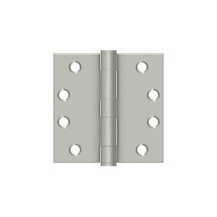 Deltana [S44HD15] Steel Door Butt Hinge - Heavy Duty - Plain Bearing - Square Corner - Brushed Nickel Finish - Pair - 4&quot; H x 4&quot; W