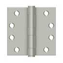 Deltana [S44HD15] Steel Door Butt Hinge - Heavy Duty - Plain Bearing - Square Corner - Brushed Nickel Finish - Pair - 4" H x 4" W