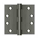 Deltana [S44HD15A] Steel Door Butt Hinge - Heavy Duty - Plain Bearing - Square Corner - Antique Nickel Finish - Pair - 4&quot; H x 4&quot; W