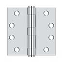 Deltana [S44HD26] Steel Door Butt Hinge - Heavy Duty - Plain Bearing - Square Corner - Polished Chrome Finish - Pair - 4&quot; H x 4&quot; W
