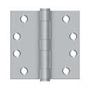 Deltana [S44HD26D] Steel Door Butt Hinge - Heavy Duty - Plain Bearing - Square Corner - Brushed Chrome Finish - Pair - 4&quot; H x 4&quot; W