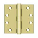 Deltana [S44HD3] Steel Door Butt Hinge - Heavy Duty - Plain Bearing - Square Corner - Polished Brass Finish - Pair - 4" H x 4" W