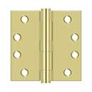 Deltana [S44HD3] Steel Door Butt Hinge - Heavy Duty - Plain Bearing - Square Corner - Polished Brass Finish - Pair - 4&quot; H x 4&quot; W