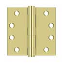 Deltana [S44HD3] Steel Door Butt Hinge - Heavy Duty - Plain Bearing - Square Corner - Polished Brass Finish - Pair - 4&quot; H x 4&quot; W