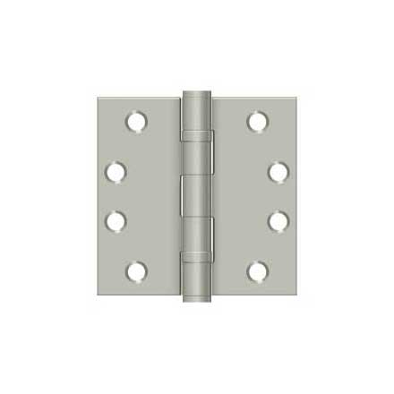 Deltana [S44HDBB15] Steel Door Butt Hinge - Heavy Duty - Ball Bearing - Square Corner - Brushed Nickel Finish - Pair - 4&quot; H x 4&quot; W