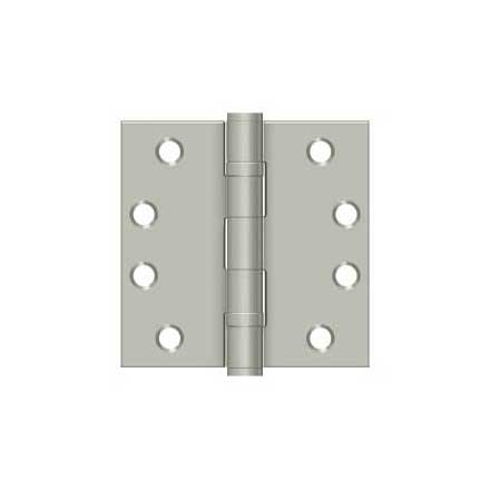 Deltana [S44HDBB15] Steel Door Butt Hinge - Heavy Duty - Ball Bearing - Square Corner - Brushed Nickel Finish - Pair - 4&quot; H x 4&quot; W