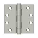 Deltana [S44HDBB15] Steel Door Butt Hinge - Heavy Duty - Ball Bearing - Square Corner - Brushed Nickel Finish - Pair - 4&quot; H x 4&quot; W