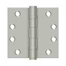 Deltana [S44HDBB15] Steel Door Butt Hinge - Heavy Duty - Ball Bearing - Square Corner - Brushed Nickel Finish - Pair - 4" H x 4" W