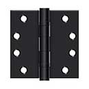 Deltana [S44HDBB1B] Steel Door Butt Hinge - Heavy Duty - Ball Bearing - Square Corner - Paint Black Finish - Pair - 4" H x 4" W