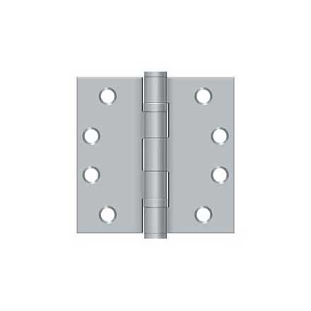 Deltana [S44HDBB26D] Steel Door Butt Hinge - Heavy Duty - Ball Bearing - Square Corner - Brushed Chrome Finish - Pair - 4&quot; H x 4&quot; W