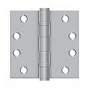 Deltana [S44HDBB26D] Steel Door Butt Hinge - Heavy Duty - Ball Bearing - Square Corner - Brushed Chrome Finish - Pair - 4" H x 4" W