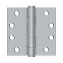 Deltana [S44HDBB26D] Steel Door Butt Hinge - Heavy Duty - Ball Bearing - Square Corner - Brushed Chrome Finish - Pair - 4" H x 4" W