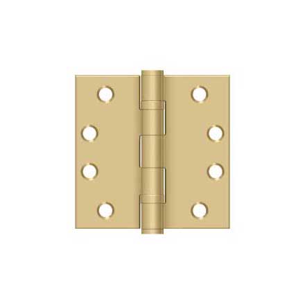 Deltana [S44HDBB4] Steel Door Butt Hinge - Heavy Duty - Ball Bearing - Square Corner - Brushed Brass Finish - Pair - 4&quot; H x 4&quot; W