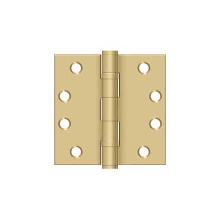 Deltana [S44HDBB4] Steel Door Butt Hinge - Heavy Duty - Ball Bearing - Square Corner - Brushed Brass Finish - Pair - 4&quot; H x 4&quot; W