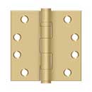 Deltana [S44HDBB4] Steel Door Butt Hinge - Heavy Duty - Ball Bearing - Square Corner - Brushed Brass Finish - Pair - 4" H x 4" W