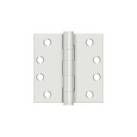 Deltana [S44HDBBUSPW] Steel Door Butt Hinge - Heavy Duty - Ball Bearing - Square Corner - Prime Coat White Finish - Pair - 4&quot; H x 4&quot; W