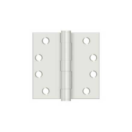 Deltana [S44HDUSPW] Steel Door Butt Hinge - Heavy Duty - Plain Bearing - Square Corner - Prime Coat White Finish - Pair - 4&quot; H x 4&quot; W