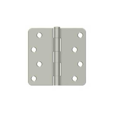 Deltana [S44R415] Steel Door Butt Hinge - Residential - Plain Bearing - 1/4&quot; Radius Corner - Brushed Nickel Finish - Pair - 4&quot; H x 4&quot; W