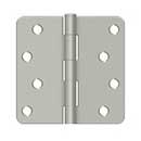 Deltana [S44R415] Steel Door Butt Hinge - Residential - Plain Bearing - 1/4" Radius Corner - Brushed Nickel Finish - Pair - 4" H x 4" W