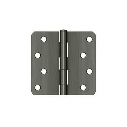 Deltana [S44R415A] Steel Door Butt Hinge - Residential - Plain Bearing - 1/4&quot; Radius Corner - Antique Nickel Finish - Pair - 4&quot; H x 4&quot; W