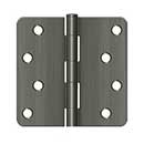 Deltana [S44R415A] Steel Door Butt Hinge - Residential - Plain Bearing - 1/4&quot; Radius Corner - Antique Nickel Finish - Pair - 4&quot; H x 4&quot; W