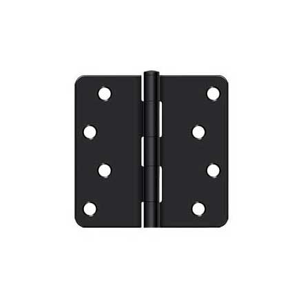 Deltana [S44R41B] Steel Door Butt Hinge - Residential - Plain Bearing - 1/4&quot; Radius Corner - Paint Black Finish - Pair - 4&quot; H x 4&quot; W