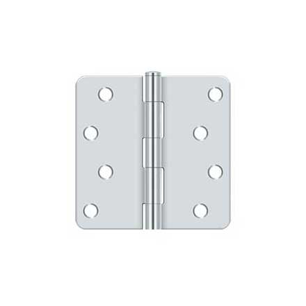 Deltana [S44R426] Steel Door Butt Hinge - Residential - Plain Bearing - 1/4&quot; Radius Corner - Polished Chrome Finish - Pair - 4&quot; H x 4&quot; W