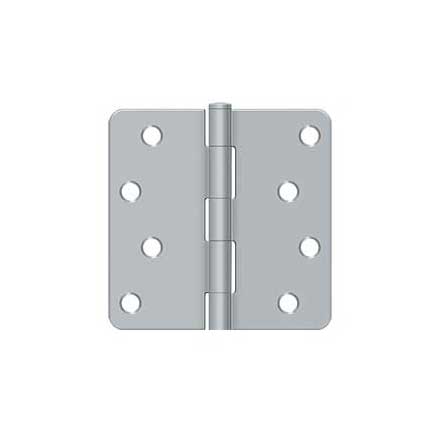 Deltana [S44R426D] Steel Door Butt Hinge - Residential - Plain Bearing - 1/4&quot; Radius Corner - Brushed Chrome Finish - Pair - 4&quot; H x 4&quot; W