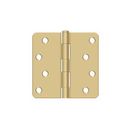 Deltana [S44R44] Steel Door Butt Hinge - Residential - Plain Bearing - 1/4&quot; Radius Corner - Brushed Brass Finish - Pair - 4&quot; H x 4&quot; W