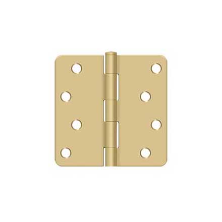 Deltana [S44R44] Steel Door Butt Hinge - Residential - Plain Bearing - 1/4&quot; Radius Corner - Brushed Brass Finish - Pair - 4&quot; H x 4&quot; W