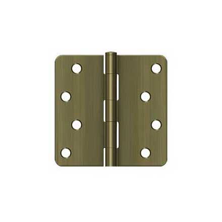 Deltana [S44R45] Steel Door Butt Hinge - Residential - Plain Bearing - 1/4&quot; Radius Corner - Antique Brass Finish - Pair - 4&quot; H x 4&quot; W