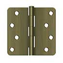 Deltana [S44R45] Steel Door Butt Hinge - Residential - Plain Bearing - 1/4&quot; Radius Corner - Antique Brass Finish - Pair - 4&quot; H x 4&quot; W