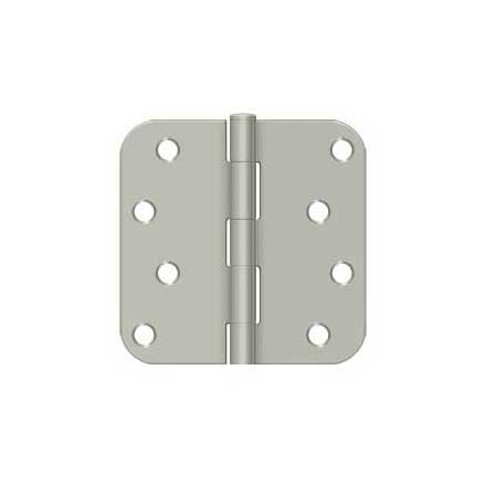 Deltana [S44R515] Steel Door Butt Hinge - Residential - Plain Bearing - 5/8&quot; Radius Corner - Brushed Nickel Finish - Pair - 4&quot; H x 4&quot; W
