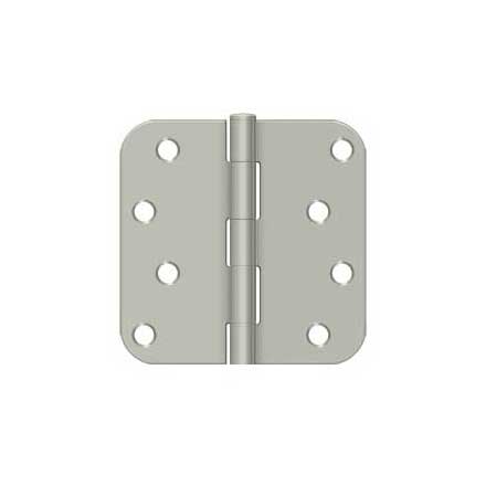 Deltana [S44R515] Steel Door Butt Hinge - Residential - Plain Bearing - 5/8&quot; Radius Corner - Brushed Nickel Finish - Pair - 4&quot; H x 4&quot; W