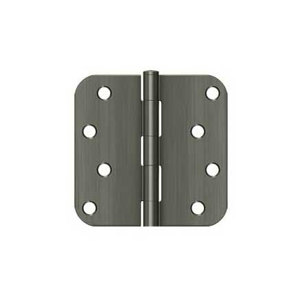 Deltana [S44R515A] Steel Door Butt Hinge - Residential - Plain Bearing - 5/8&quot; Radius Corner - Antique Nickel Finish - Pair - 4&quot; H x 4&quot; W