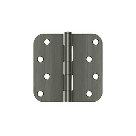 Deltana [S44R515A] Steel Door Butt Hinge - Residential - Plain Bearing - 5/8" Radius Corner - Antique Nickel Finish - Pair - 4" H x 4" W