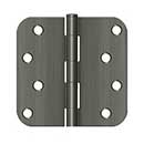 Deltana [S44R515A] Steel Door Butt Hinge - Residential - Plain Bearing - 5/8" Radius Corner - Antique Nickel Finish - Pair - 4" H x 4" W