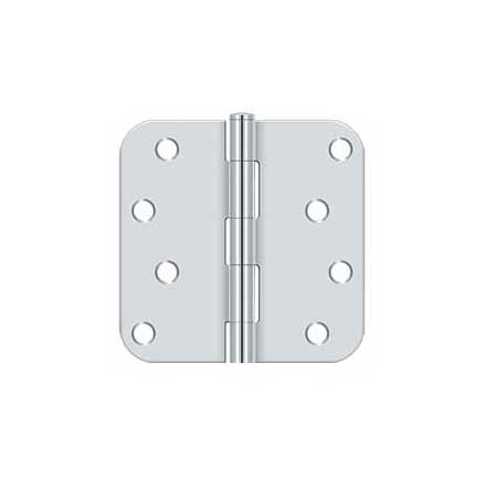 Deltana [S44R526] Steel Door Butt Hinge - Residential - Plain Bearing - 5/8&quot; Radius Corner - Polished Chrome Finish - Pair - 4&quot; H x 4&quot; W
