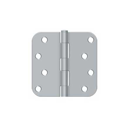 Deltana [S44R526D] Steel Door Butt Hinge - Residential - Plain Bearing - 5/8&quot; Radius Corner - Brushed Chrome Finish - Pair - 4&quot; H x 4&quot; W