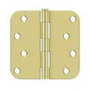 Deltana [S44R53] Steel Door Butt Hinge - Residential - Plain Bearing - 5/8" Radius Corner - Polished Brass Finish - Pair - 4" H x 4" W