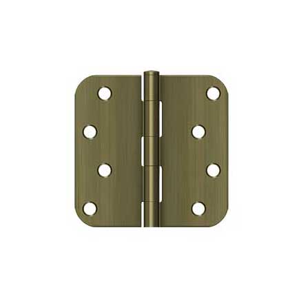 Deltana [S44R55] Steel Door Butt Hinge - Residential - Plain Bearing - 5/8&quot; Radius Corner - Antique Brass Finish - Pair - 4&quot; H x 4&quot; W