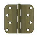 Deltana [S44R55] Steel Door Butt Hinge - Residential - Plain Bearing - 5/8" Radius Corner - Antique Brass Finish - Pair - 4" H x 4" W