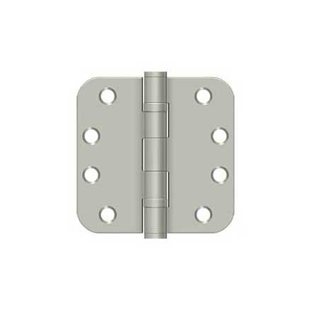 Deltana [S44R5HDB15] Steel Door Butt Hinge - Heavy Duty - Ball Bearing - 5/8&quot; Radius Corner - Brushed Nickel Finish - Pair - 4&quot; H x 4&quot; W